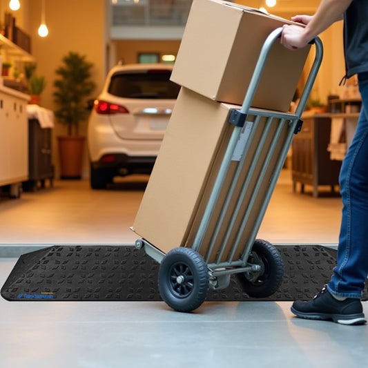 Ruedamann 42.9"W Rubber Threshold Ramp,Cuttable,Transition Edge,2200 lbs,Outdoor and Indoor