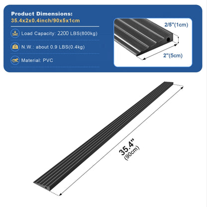 Ruedamann 35.4"W PVC Threshold Ramp,Odor-Free,Cuttable,2200 lbs,Black