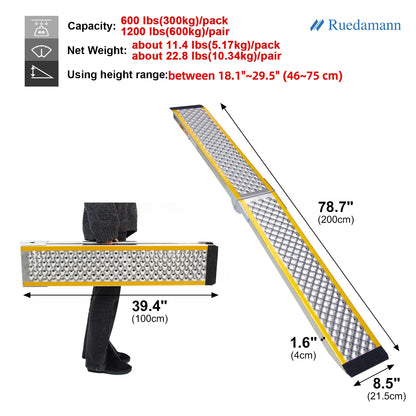 Ruedamann 79"L Dirt Bike Ramp,Aluminum,Folding, 1200lbs, 2PC（Almost Perfect）