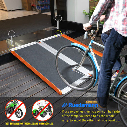 Ruedamann® Folding Wheelchair Ramp with Non-Skid Surface Aluminum