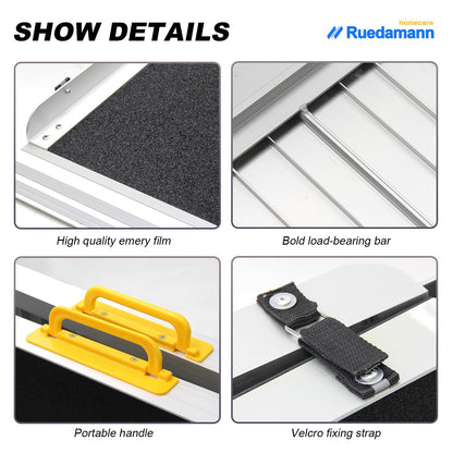 Ruedamann® Non-Skid Aluminum Folding Wheelchair Ramp Two Pieces Separated