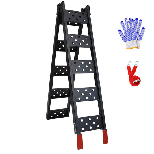Ruedamann 83"L Folding Loading Ramp, Steel,Anti-Slip,Stair-Step,480lbs/PC
