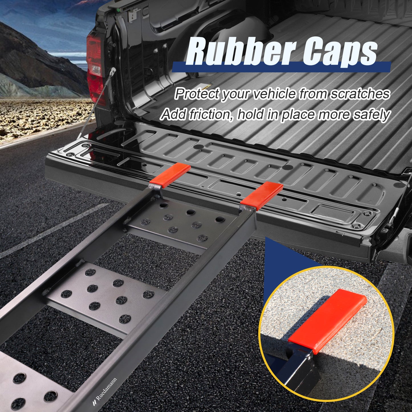 Ruedamann 83"L Folding Loading Ramp, Steel,Anti-Slip,Stair-Step,480lbs/PC