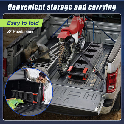 Ruedamann 83"L Folding Loading Ramp, Steel,Anti-Slip,Stair-Step,480lbs/PC