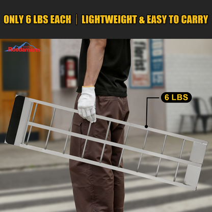 Ruedamann 43'' Aluminum Loading Ramp, 1500 lbs Capacity Loading Ramps for Riding Mower, Portable Anti-Slip Shed Ramps for Lawn Mower, Dirt Bike, ATV, Motorcycle, Trailer, Lightweight, 2PCS