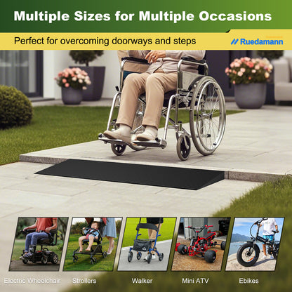 Ruedamann 35.4"W Rubber Threshold Ramp, Cuttable, 1500 lbs,Outdoor and Indoor