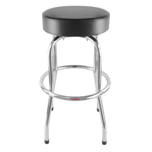 Load image into Gallery viewer, Ruedamann 29&quot; H Iron Backless Swivel Bar Stool,Holds Up to 300 lbs,Shop Stool with Black Leather Padded Chrome Frame, Black

