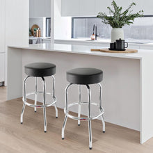 Load image into Gallery viewer, Ruedamann 29&quot; H Iron Backless Swivel Bar Stool,Holds Up to 300 lbs,Shop Stool with Black Leather Padded Chrome Frame, Black
