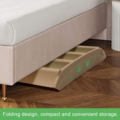 Ruedamann® Folding Plastic Pet Stairs Pet Ramps with Washable 2 Sets Carpet, 4 Steps