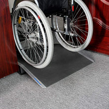 Load image into Gallery viewer, Ruedamann 15.5&quot; L x 1&quot; H Wheelchair Ramp,600lbs Capacity,Bridge Threshold Ramp with Supporting Frame and Non-Slip Surface,Aluminum Ramp for Wheelchairs, Stairs,Vans, Steps
