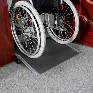 Ruedamann 15.5" L x 1" H Wheelchair Ramp,600lbs Capacity,Bridge Threshold Ramp with Supporting Frame and Non-Slip Surface,Aluminum Ramp for Wheelchairs, Stairs,Vans, Steps